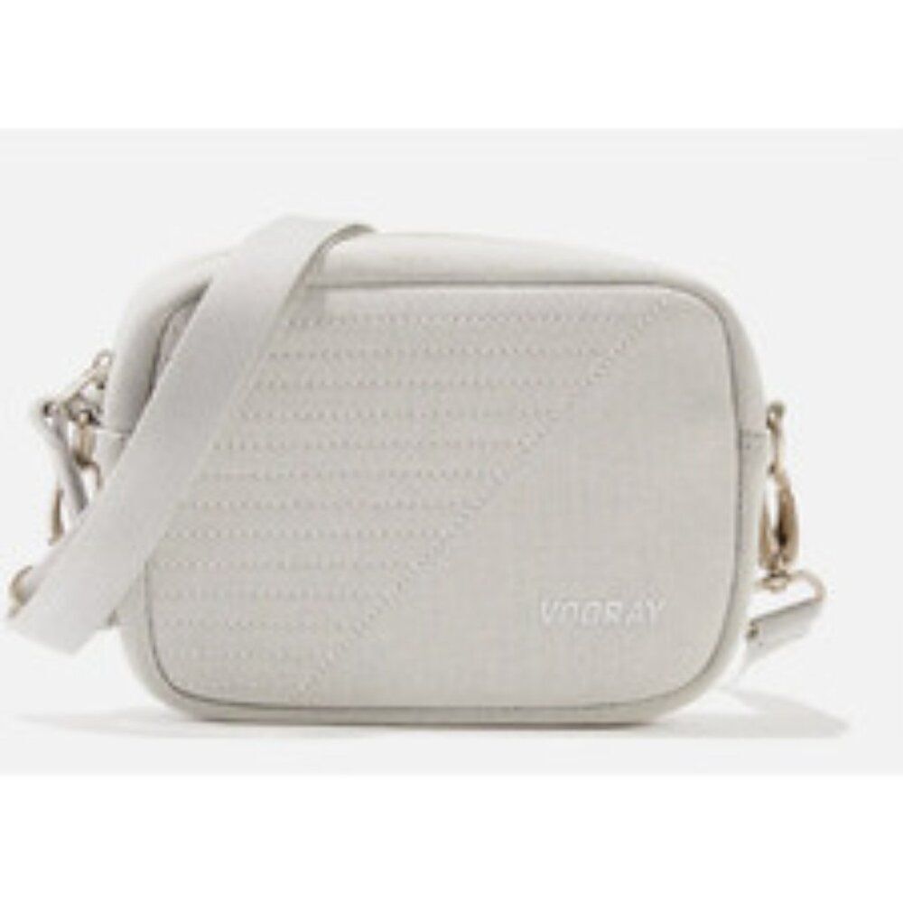 Vooray Sidekick Gray Moto Small Crossbody Zip Top Adjustable Strap Purse Bag